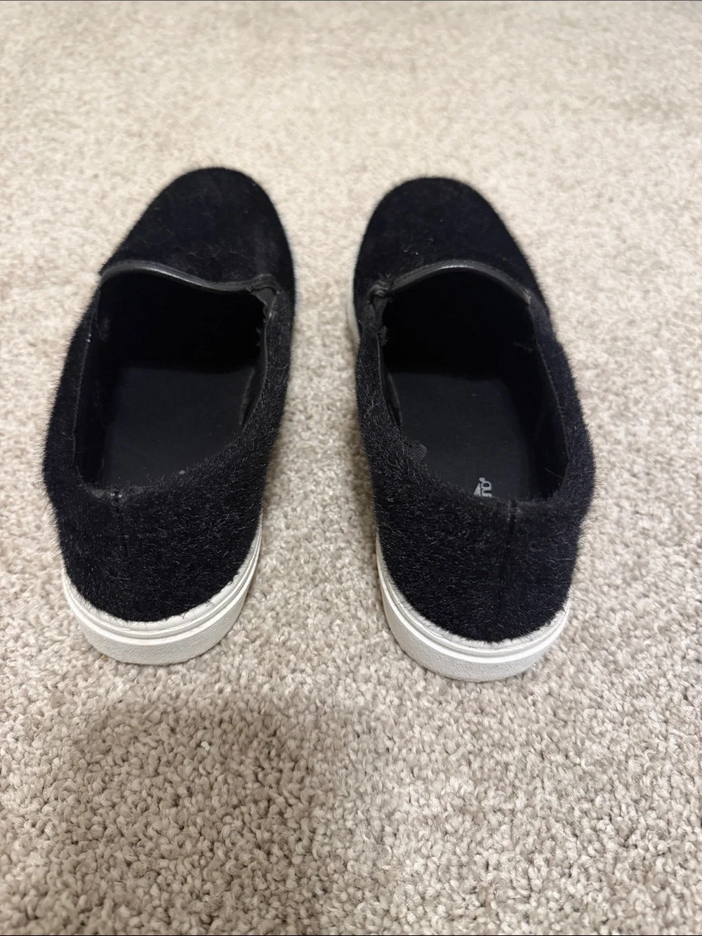Air Underground fuzzy Black Slip-On Sneakers with White Sole